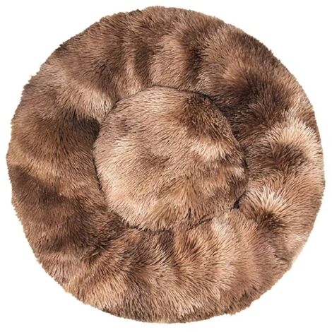 Lit pour Chat, Coussin Moelleux, Doux Lavable pour Chats Chiens (Tie-Dye Marron, 70 cm), Ensoleillé (1/5)