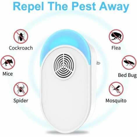 Répulsif Ultrason Souris Et Rongeurs - 360°, 4 Modes, Portée 300m², Lumière LED, Sans Produit Chimique