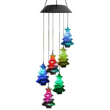 Carillon éolien solaire de Noël étanche à LED changeant de couleur pour jardin, terrasse, maison, Ensoleillé (1/5)