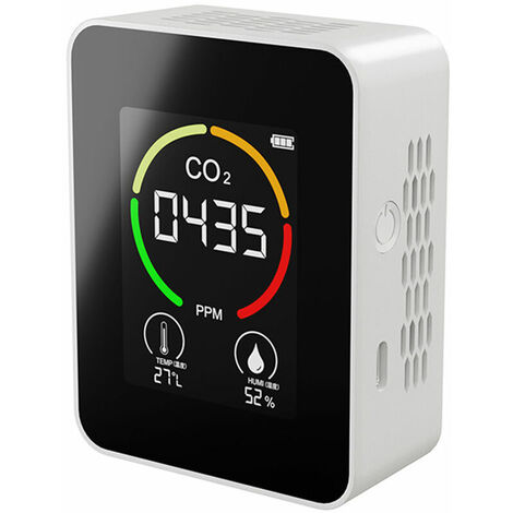 Détecteur de gaz CO2 – Plage de détection 400-5000 PPM – Écran LCD 2,8 pouces – Alimentation USB type C – Pour espaces confinés