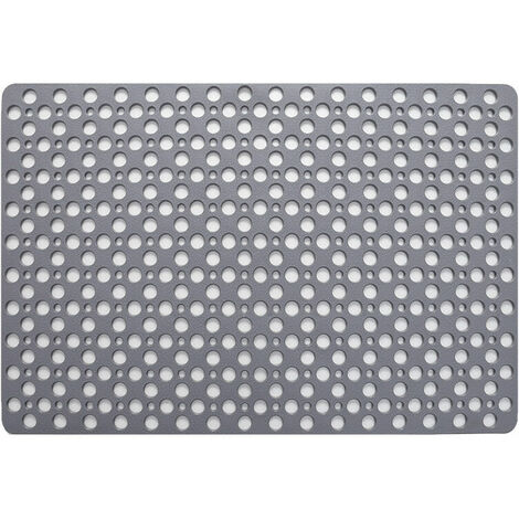 Tapis de Douche Antidérapant antibactérien,43 X 75CM Tapis de Bain de Baignoire Tapis de Pied résistant à la moisissure et Lavable en Machine pour Douche ou Baignoire,Trou Rond Gris, Ensoleillé (1/5)