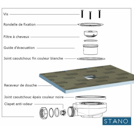 Bonde horizontale sans capot Ø90 DONA pour receveurs de douche, Ensoleillé