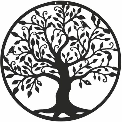 Art Mural en métal Art de l'arbre de Vie Signe de Famille Arbre en métal Décoration Murale Décoration d'intérieur Décoratif Suspendu Au Mur Décoration De La Maison Sculpture Murale Intérieure 35×35cm,