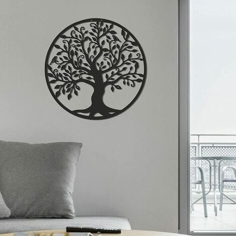 Art Mural en métal Art de l'arbre de Vie Signe de Famille Arbre en métal Décoration Murale Décoration d'intérieur Décoratif Suspendu Au Mur Décoration De La Maison Sculpture Murale Intérieure 35×35cm,