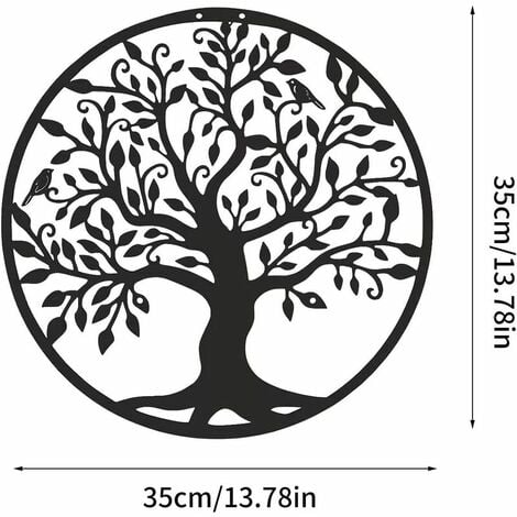 Art Mural en métal Art de l'arbre de Vie Signe de Famille Arbre en métal Décoration Murale Décoration d'intérieur Décoratif Suspendu Au Mur Décoration De La Maison Sculpture Murale Intérieure 35×35cm,