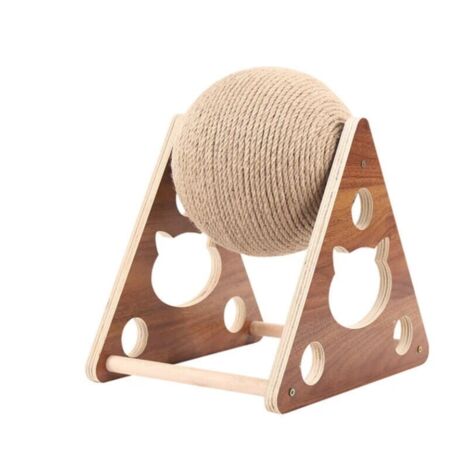 Planche à Gratter pour Chat en Bois, Balle à Gratter pour Chat Griffes de Meulage pour Chat, Cadre d'Escalade pour Chat en Corde de Sisal Enroulé à La Main, Jouet à Gratter pour Chat (Petit, Ensoleill (1/5)