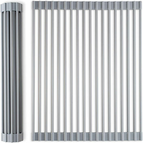 Égouttoir à Vaisselle Pliable Silicone recouvert d'acier Inoxydable 52x33cm, Ensoleillé (1/5)