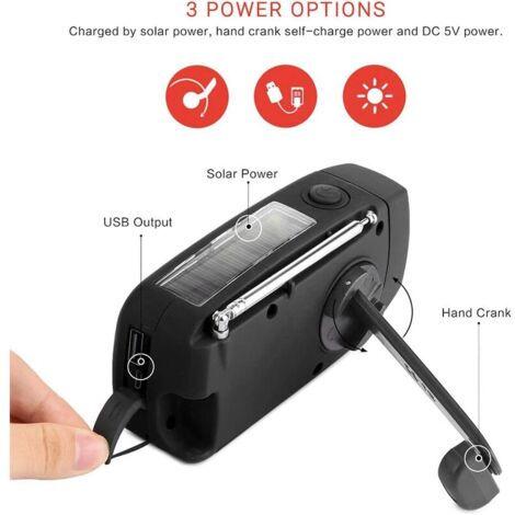 Radio portable Manivelle solaire d'urgence Dynamo AM / FM / WB Radio