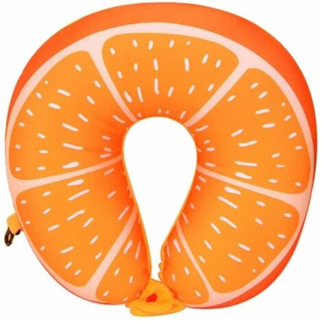 Coussin doux d'oreiller de cou de forme de U mignon de fruit de bande dessinée pour le voyage de bureau à la maison de voiture, Ensoleillé (1/5)