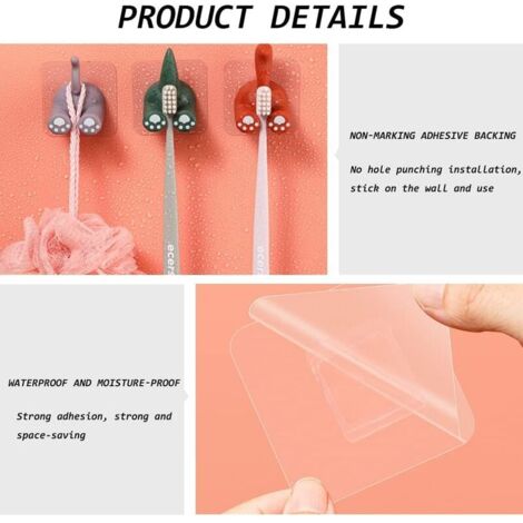 Lot De 12 Crochets Adhésifs En Silicone étanches, Pour Accrocher Brosse à Dents, Serviette, Clés, Dans Salle De Bain, Cuisine, Bureau