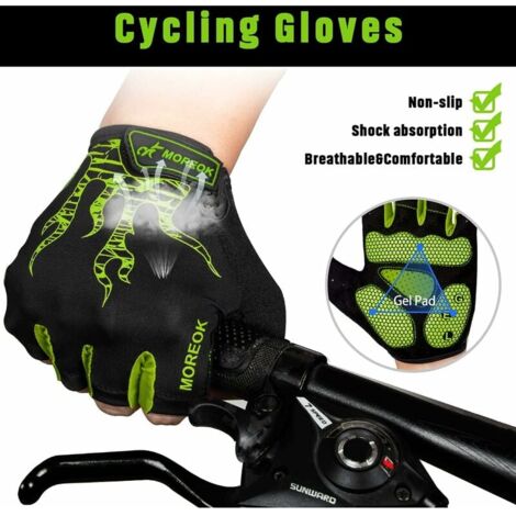 Gants Vélo Demi-doigts Avec Gel - Antidérapants, Respirants, Absorbent Les Chocs - Homme/Femme - 10