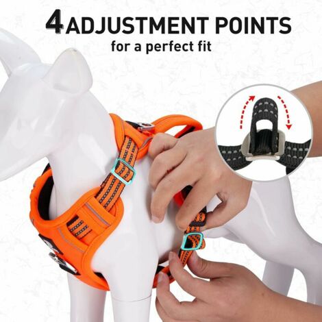 Harnais Anti-Traction pour Chien, Harnais pour Chien Grand et Moyen Gilet Réfléchissant Réglable pour Chien avec Poignée Respirante Orang Harnais de Poitrine de Sport Anti-Traction