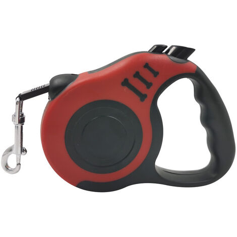Laisse pour chien, laisse pour animal de compagnie, laisse pour chien rétractable automatique, laisse pour chien portable, poignée ergonomique antidérapante (3m,rouge) (1/2)