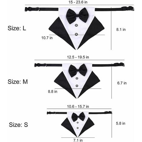 Formel Chien Smoking Bandana Chien De Mariage Bandana Collier De Chien  Noeud Papillon Réglable Petit