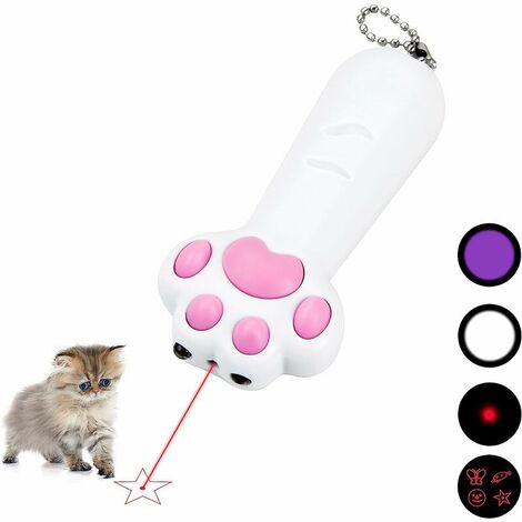 Pet Cat Laser Toys 7 en 1 LED pointeur en forme de patte, 3 modes d'éclairage, outil d'entraînement pour animaux de compagnie pour Cat Dog Chaser (1/5)