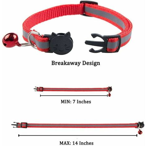 8 pièces Breakaway Collier pour Chat,Collier Chat avec Cloche,Réglable Réfléchissant Collier Chat,Boucle de Sécurité Chats Collier,Collier pour Chaton,Collier pour Chat