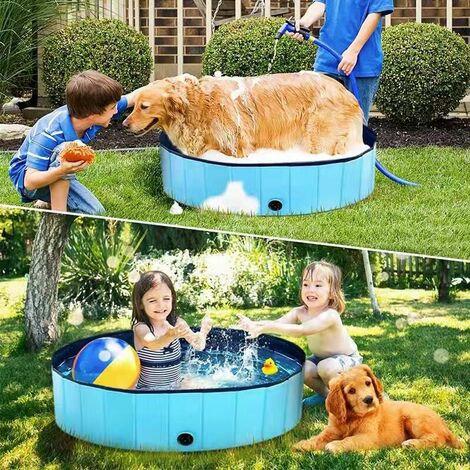 Piscine pour animaux de compagnie Chien Piscine Chat Table de Sable Bassin de Bain Piscine Pliable, bleu, (50x8cm)