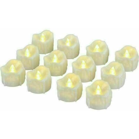 12 Bougies LED Flamme Vacillante - Effet Cire Coulante - 3,6x3,2 Cm - Piles Incluses - Pour Décoration Halloween, Noël, Ambiance Cosy