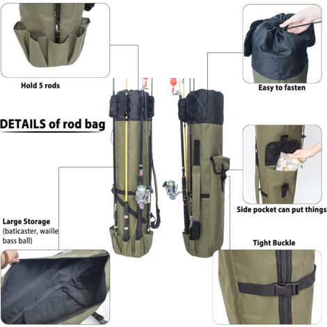 Sac de pêche pliable Lixada - Vert Armée - 100cm/130cm/150cm - Grande