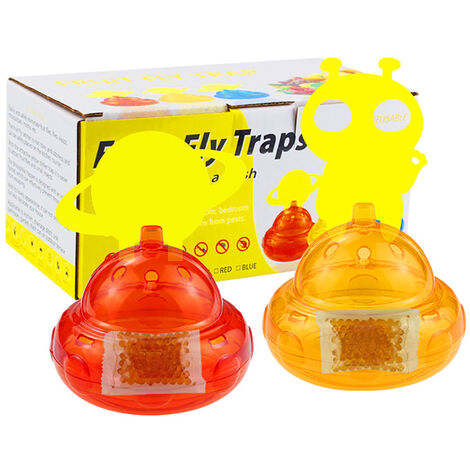 Petit vaisseau spatial en forme de mouche des fruits piège à insectes ménage couleur boîte emballage collant insecte conseil attractif (1/5)