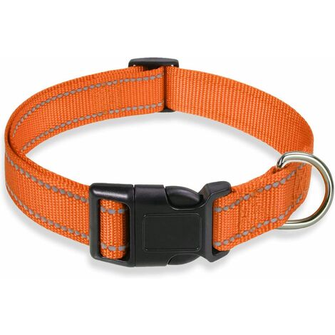 Sangle réfléchissante pour collier de chien, collier de sécurité réglable en nylon pour animal de compagnie, laisse pour animal de compagnie,jaune,M (1/4)
