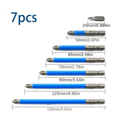 Ensemble de 7 pièces de tournevis à tête de lot antidérapant S2 lot électrique en acier Tsui tête de lot croisée électrique perceuse électrique magnétique forte perceuse électrique à tête de lot (1/5)