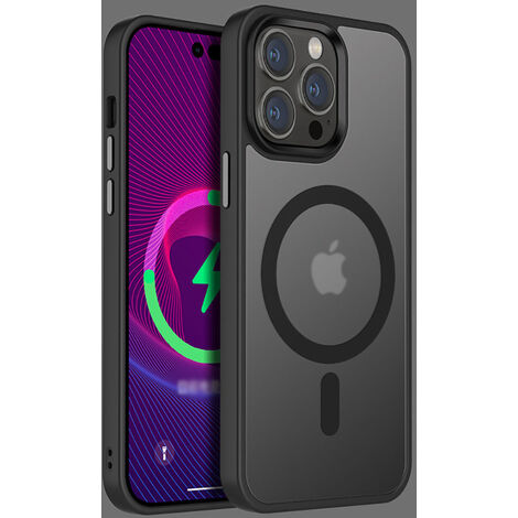 Étui De Téléphone À Ventouse Magnétique Givré Téléphone De Protection Résistant Aux Chutes（iPhone14，noir） (1/5)