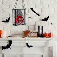 Sathychanpy Halloween-Deco Pendant,Décorations D'halloween Animées Hurlantes,Cage Prisonnier D'halloween,Pendentif Prisonnier Parlant Aux Yeux Rouges,Décoration Halloween Intérieur Extérieur