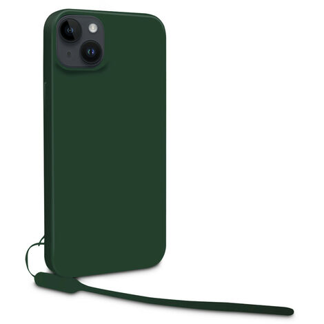 Coque semi-rigide avec dragonne amovible pour iPhone 15 Plus - Vert pin (1/2)