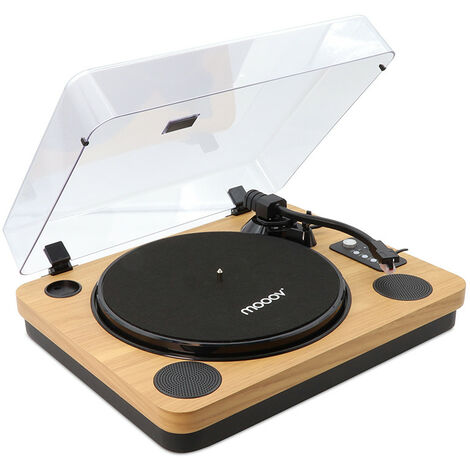 Platine vinyle Bluetooth effet bois 33/45/78 tours avec HP intégrés