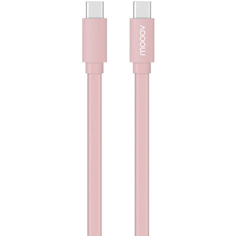 Câble USB-C / USB-C plat 1 m - rose poudré (1/3)