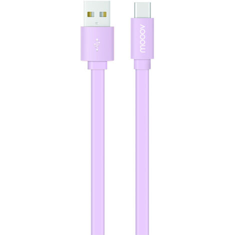 Câble USB-C /USB-A plat 1 m - lavande pastel (1/3)