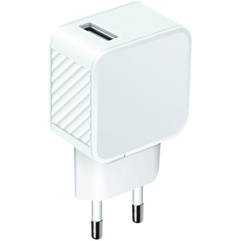 Chargeur secteur 1 USB-A 2,4A Fast Charge - 100% plastique recyclé - blanc (1/2)