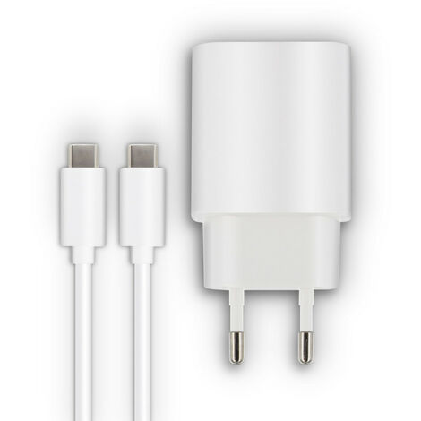 Chargeur secteur 1 USB-C 20W Power Delivery+câble USB-C/USB-C 1,2 m - blanc (1/5)