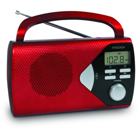 Radio portable AM/FM avec fonction réveil - rouge