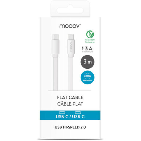 Câble De Recharge USB Type-C Pour Huawei P20 Pro - 2 Mètres, Blanc, Marque NOVAGO - Neuf