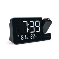 Thomson – Radio-réveil projection CP100T – Radio FM avec autoscan – Double alarme, affichage température et humidité – Chargeur USB-C inclus