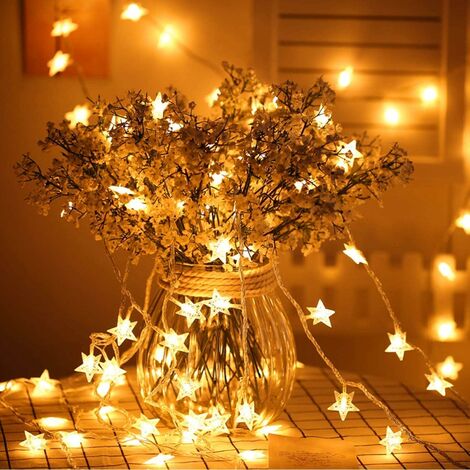 Lumières de fenêtre de Noël Rideaux Lumières 3m 120 LEDs Star Fairy Lights  Décorations de Noël pour Fenêtre de fête extérieure intérieure (blanc  chaud) [Classe énergétique A ++] [Classe énergétique A ++]