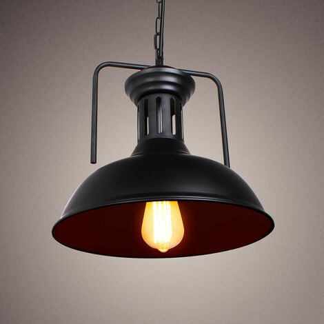 LED Pendelleuchte Schwarz Metall Pendellampe Ø33CM E27 Fassung Hängeleuchte  für Flur Küche Balkon