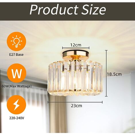 Modern Deckenlampe Golden Kristall Deckenleuchte für Schlafzimmer Küche Restaurant