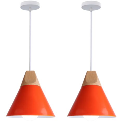 MODEBHD Pendelleuchte Aluminium Mit Massivholz-Griff - E27 Deckenlampe Für Wohnzimmer & Schlafzimmer