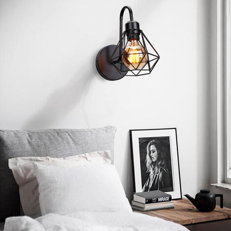 2Pcs Retro Industrielle Style Wandlampe Diamantkäfig Metall Wandleuchte für Schlafzimmer Wohnzimmer Beleuchtung