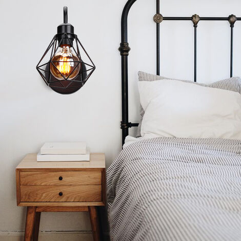 2Pcs Retro Industrielle Style Wandlampe Diamantkäfig Metall Wandleuchte für Schlafzimmer Wohnzimmer Beleuchtung