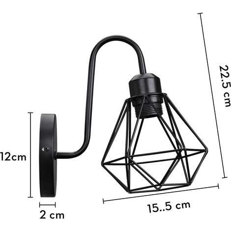 2Pcs Retro Industrielle Style Wandlampe Diamantkäfig Metall Wandleuchte für Schlafzimmer Wohnzimmer Beleuchtung