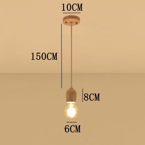 Retro Hängelampe Holz Pendelleuchte Höhenverstellbare Kronleuchter Esstischlampe Wohnzimmerlampe