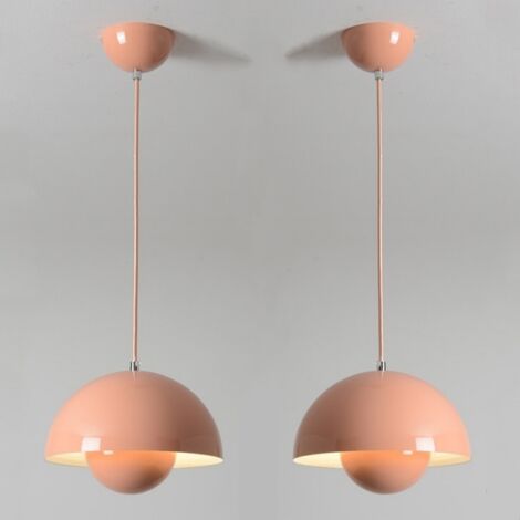 Modern Pendelleuchte Kreative Metall Hängeleuchte Lampenschirm Höhenverstellbare Kronleuchter 2 Stück Rosa
