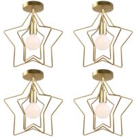4 Stück Modern Deckenleuchte Innen Deckenlampe Kreative Schlafzimmerlampe Stil Eisen Kronleuchter Gold