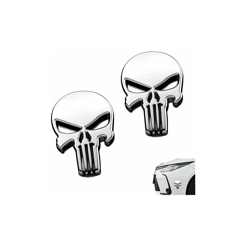 DOPA 2 Stück Punisher 3D-Metallaufkleber, Punisher Skull Motorrad