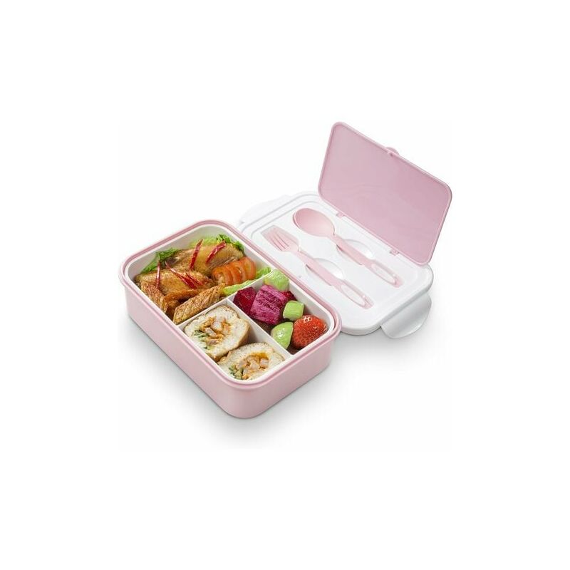 Bento-Lunchbox – Box mit 3 Fächern – Mikrowellen-/Gefrierschrank-Lunchbox  für Erwachsene und Kinder (Rosa) LYLM