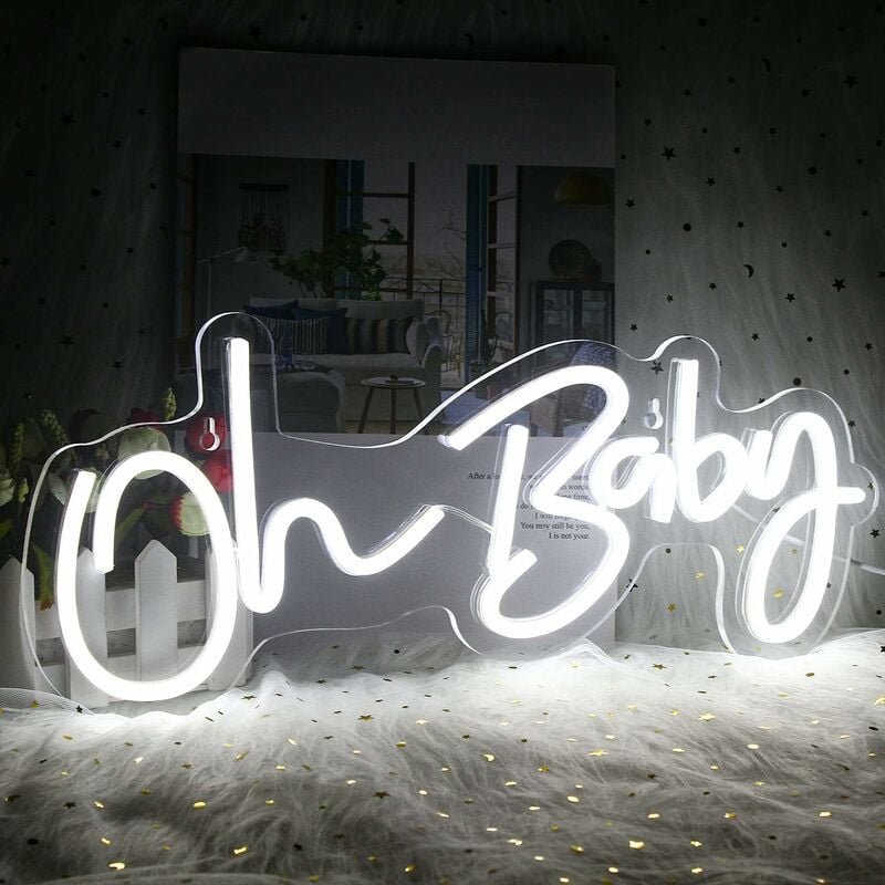 Oh Baby Neonschild, weiße LED-Neonwandleuchte, Buchstaben, Neonlichter für  Schlafzimmer, Acryl, USB-Neonschilder, Wandkunst für Bar, Geschäft, Hochzeit,  Party, Heimdekoration, Mädchengeschenke, D-oh B